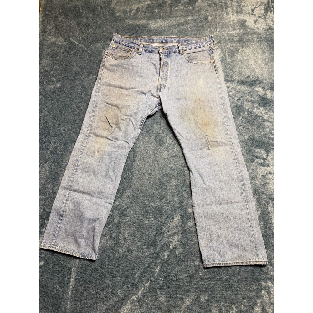 Levi's 501 Original Fit Jeans 38x30 Men Light Wash Button Fly Straight Leg